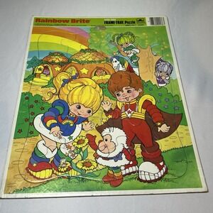 Vintage 1980s Rainbow Brite Puzzle Golden Frame-Tray 1983 Kids Games Bright Toys